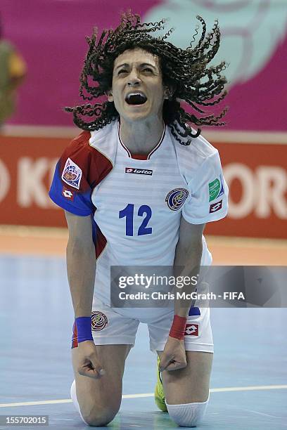 Diego Zuniga of Costa Rica reacts after missing a shot at goal against Ukraine during the FIFA Futsal World Cup, Group A match between Costa Rica and...