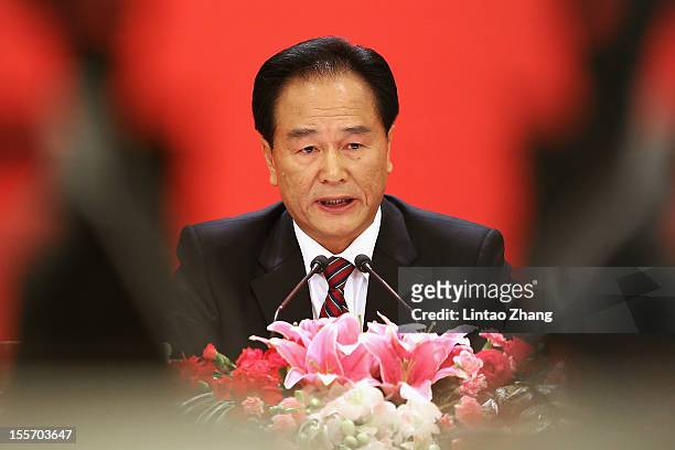 Cai Mingzhao,spokesman of the 18th CPC National Congress answers a question during a news conference at The Great Hall Of The People on November 7,...