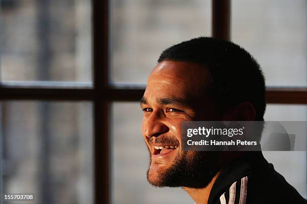 Piri Weepu of the All Blacks poses for a photo following a press conference at the Radisson Blu hotel on November 7, 2012 in Edinburgh, Scotland.