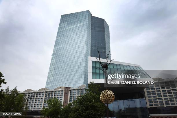The European Central Bank building is pictured ahead of the meeting of the governing council of the ECB in Frankfurt am Main, western Germany, on...