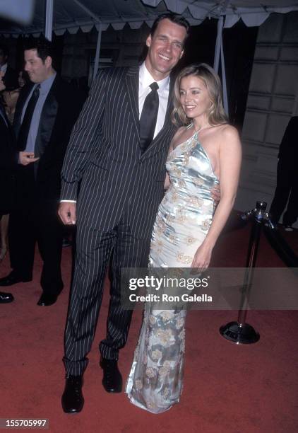 Actor David James Elliott and wife Nanci Chambers attend the 28th Annual People's Choice Awards on January 13, 2002 at the Pasadena Civic Auditorium...