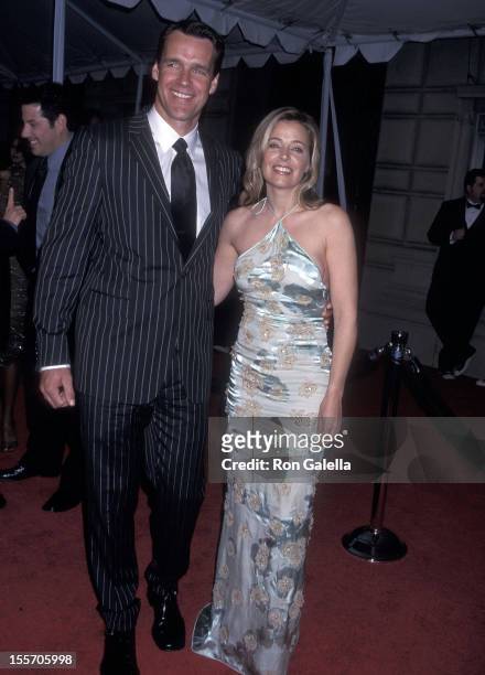 Actor David James Elliott and wife Nanci Chambers attend the 28th Annual People's Choice Awards on January 13, 2002 at the Pasadena Civic Auditorium...