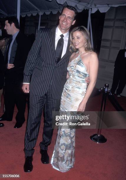 Actor David James Elliott and wife Nanci Chambers attend the 28th Annual People's Choice Awards on January 13, 2002 at the Pasadena Civic Auditorium...