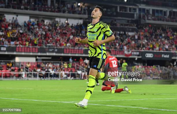Gabriel Martinelli of Arsenal celebrates after scoring their team's fourth goal during the MLS All-Star Game between Arsenal FC and MLS All-Stars at...