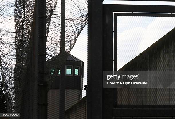 Guard tower stands over the JVA Weiterstadt prison, where accused Russian spy with the alias Andreas Anschlag is being held on November 6, 2012 in...
