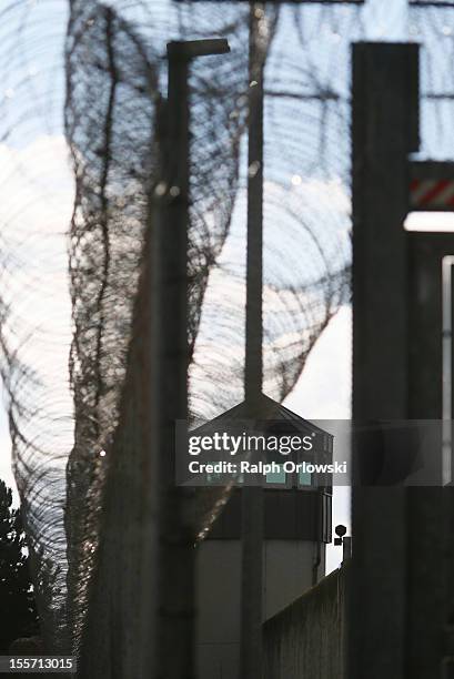 Guard tower stands over the JVA Weiterstadt prison, where accused Russian spy with alias Andreas Anschlag is being held on November 6, 2012 in...