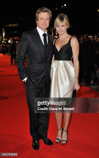 Colin Firth and Cameron Diaz attend the World Premiere of 'Gambit' at Empire Leicester Square on November 7, 2012 in London, England.