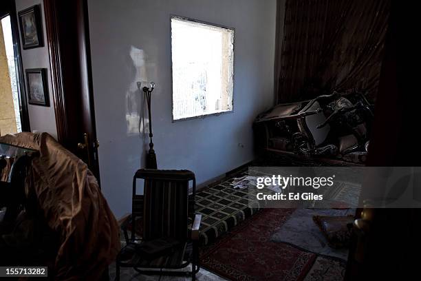 Bed reportedly used by Syrian army snipers lies in an apartment at the front line near the Salahudeen district on November 3, 2012 in Aleppo, Syria....