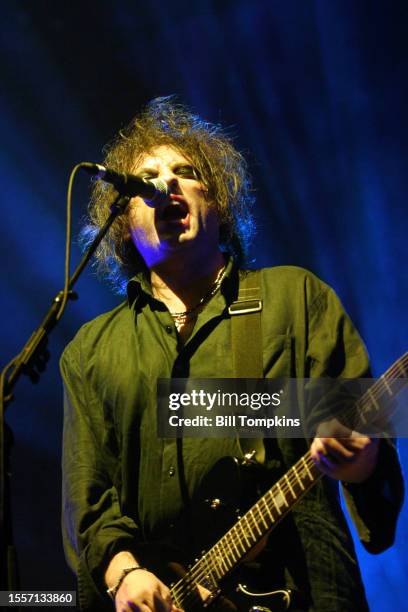 Robert Smith of The Cure performing at the Curiousa festival on July 31, 2004 on Randall's Island