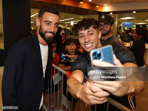 Bruno Fernandes of Manchester United arrives after their flight to the USA for their pre-season tour on July 19, 2023 in New York, United States.