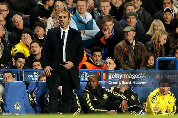 The Chelsea manager Roberto Di Matteo during the Champions League match between Chelsea and Shakhtar Donetsk at Stamford Bridge on November 7, 2012...