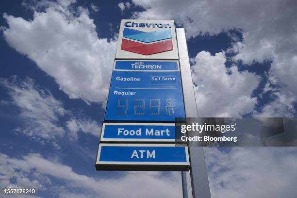 Chevron gas station in Las Vegas, Nevada, US, on Tuesday, July 25, 2023. Chevron Corp. Is scheduled to release earnings figures on on July 28....