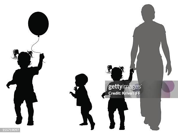 children's silhouettes - daughter stock illustrations