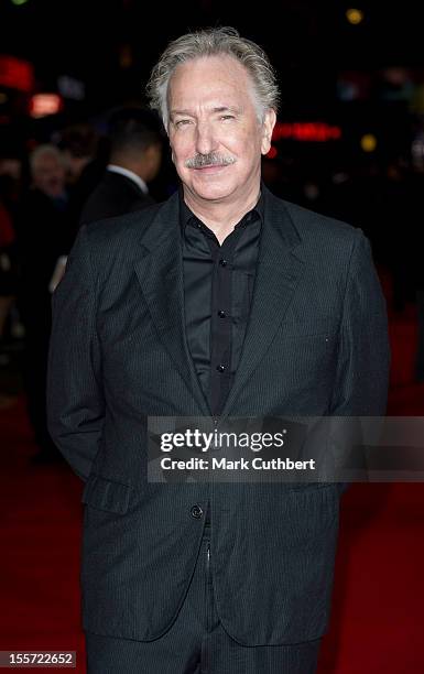 Alan Rickman attends the World Premiere of "Gambit" at Empire Leicester Square on November 7, 2012 in London, England.