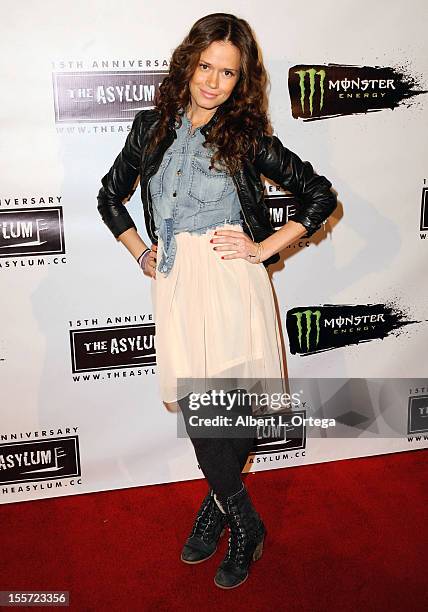 Actress Christie Burson arrives for Asylum 15th Anniversary Party And Red Carpet held at Pacific Park at the Santa Monica Pier on November 5, 2012 in...