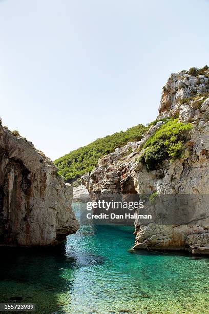 stiniva cove on the island of vis, croatia - vis croatia stock pictures, royalty-free photos & images