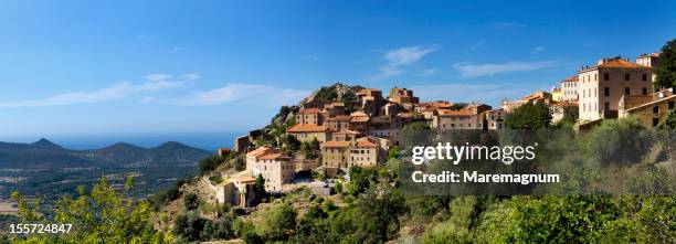 view of the village - corsica stock pictures, royalty-free photos & images