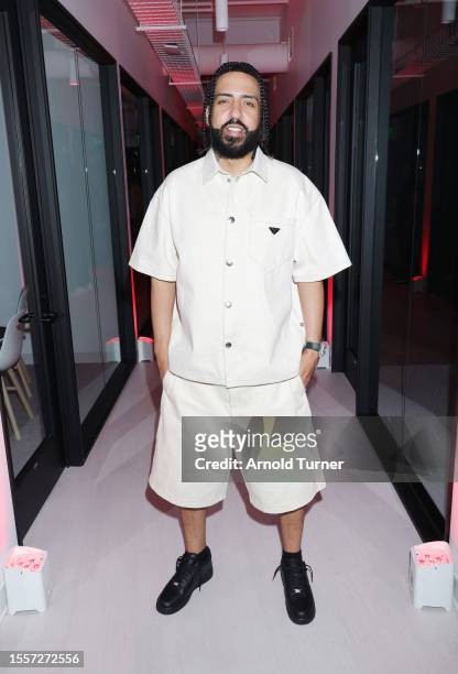 French Montana attends Zeus Network New Headquarters Grand Opening at Zeus Network on July 19, 2023 in North Hollywood, California.