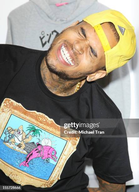 Chris Brown hosts special in-store meet and greet held at Pink+Dolphin on November 7, 2012 in Los Angeles, California.