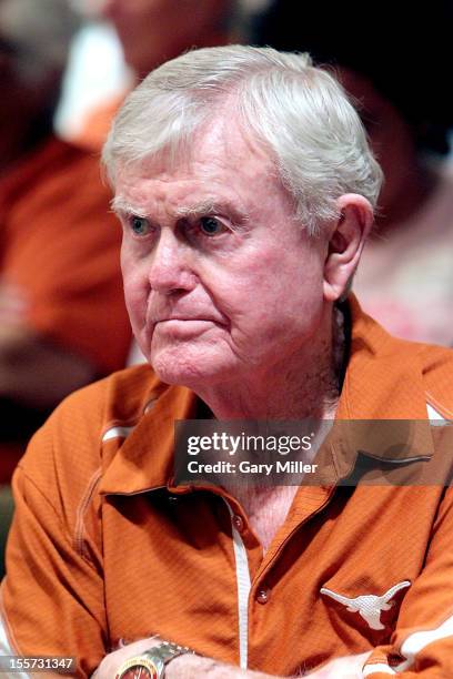 Former University of Texas football coach Darrell K Royal attends a statue dedication for basketball coach Jody Conradt at Frank Erwin Center on...