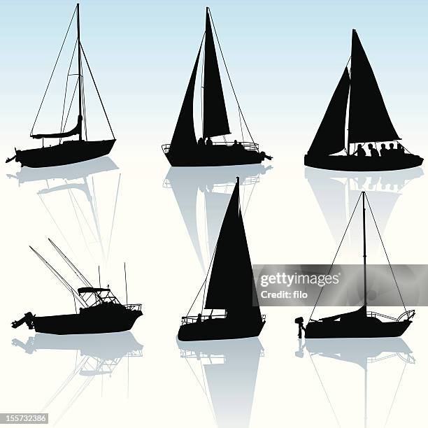 recreational boating - sailboat silhouette stock illustrations