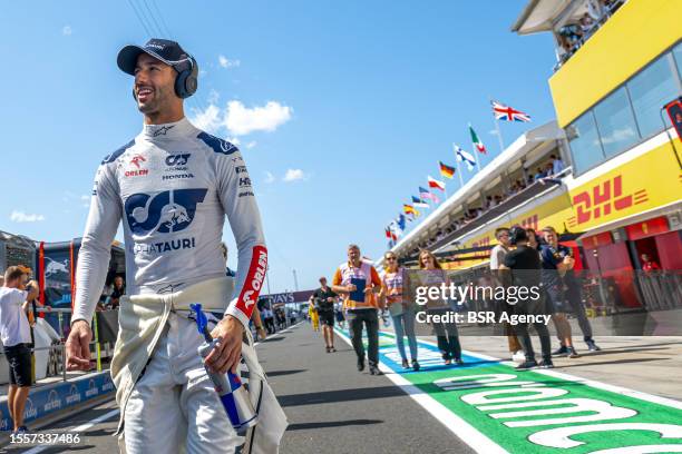 Daniel Ricciardo, AlphaTauri DR3 prior to the F1 Grand Prix of Hungary at Hungaroring on July 23, 2023 in Budapest, Hungary.