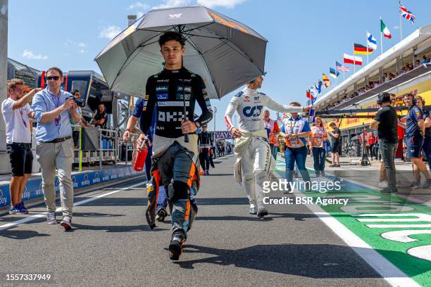 Lando Norris, McLaren F1 MCL60 prior to the F1 Grand Prix of Hungary at Hungaroring on July 23, 2023 in Budapest, Hungary.