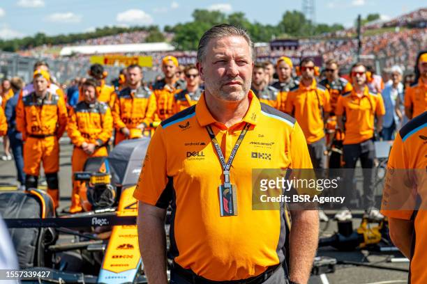 Zak Brown of McLaren prior to the F1 Grand Prix of Hungary at Hungaroring on July 23, 2023 in Budapest, Hungary.