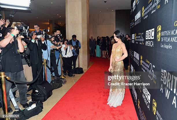 Actress Olivia Munn arrives at the 2012 BAFTA Los Angeles Britannia Awards Presented By BBC AMERICA at The Beverly Hilton Hotel on November 7, 2012...