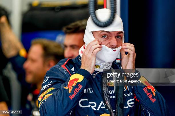 Max Verstappen, Red Bull Racing RB19 prior to the F1 Grand Prix of Hungary at Hungaroring on July 23, 2023 in Budapest, Hungary.