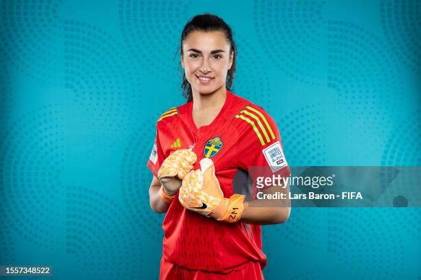 Zecira Musovic of Sweden poses during the official FIFA Women's World Cup Australia & New Zealand 2023 portrait session on July 18, 2023 in...