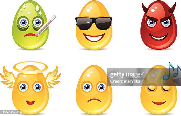 easter gold egg emoticons set 2 - devil emoji stock illustrations