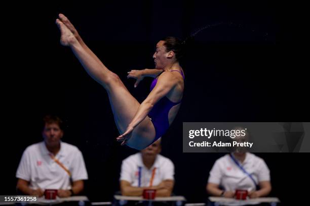 Clare Cryan of Team Ireland competes in the Women's 3m Springboard Semifinal on day seven of the Fukuoka 2023 World Aquatics Championships at Fukuoka...