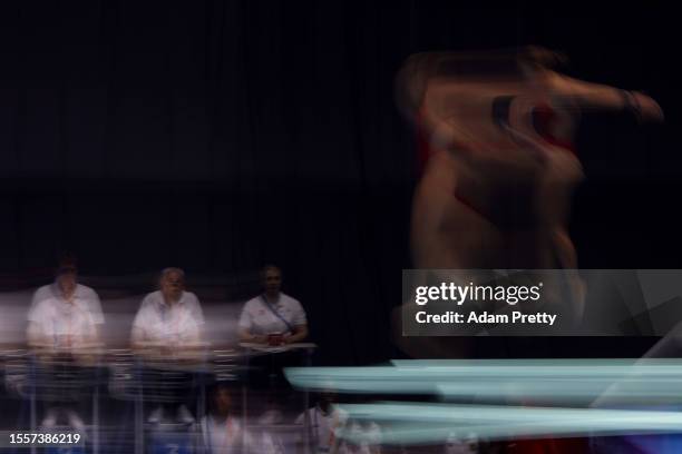 Julia Vincent of Team South Africa competes in the Women's 3m Springboard Semifinal on day seven of the Fukuoka 2023 World Aquatics Championships at...