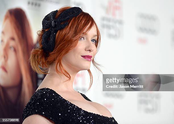 Actress Christina Hendricks arrives at the "Ginger And Rosa" special screening during AFI Fest 2012 presented by Audi at Grauman's Chinese Theatre on...