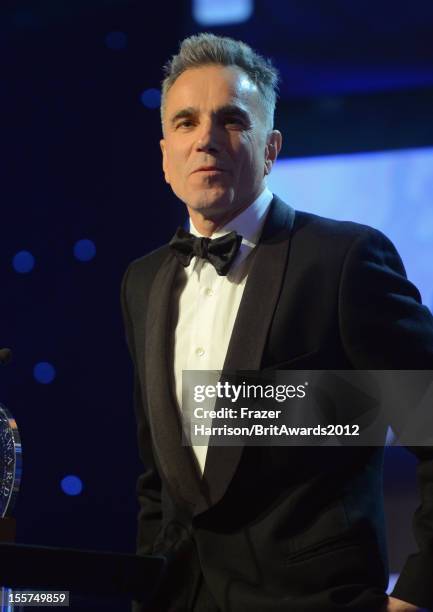 Honoree Daniel Day-Lewis speaks onstage during the 2012 BAFTA Los Angeles Britannia Awards Presented By BBC AMERICA at The Beverly Hilton Hotel on...