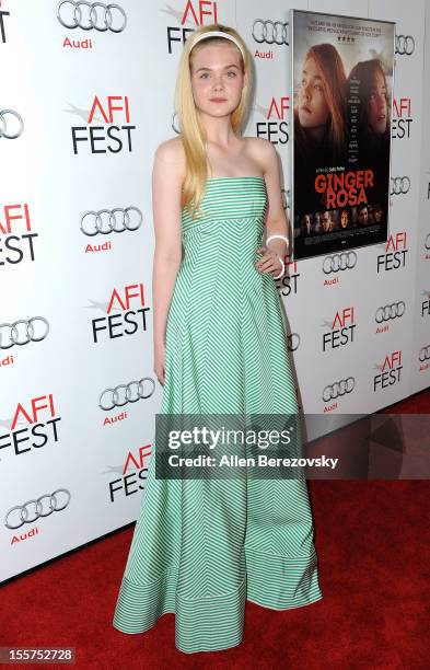 Actress Elle Fanning arrives at the special screening of "Ginger & Rosa" during 2012 AFI FEST at Grauman's Chinese Theatre on November 7, 2012 in...