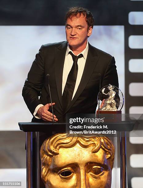 Honoree Quentin Tarantino accepts the John Schlesinger Britannia Award for Excellence in Directing onstage at the 2012 BAFTA Los Angeles Britannia...