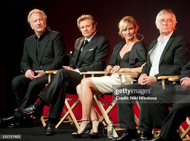 Alan Rickman, Colin Firth, Cameron Diaz and Tom Courtenay attend Meet The Film Makers: Gambit at the Apple Store, Regent Street on November 7, 2012...