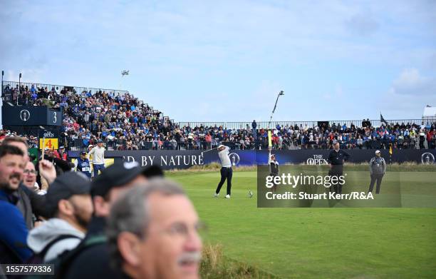 Joost Luiten of Netherlands tees off the 4th during Day One of The 151st Open at Royal Liverpool Golf Club on July 20, 2023 in Hoylake, England.