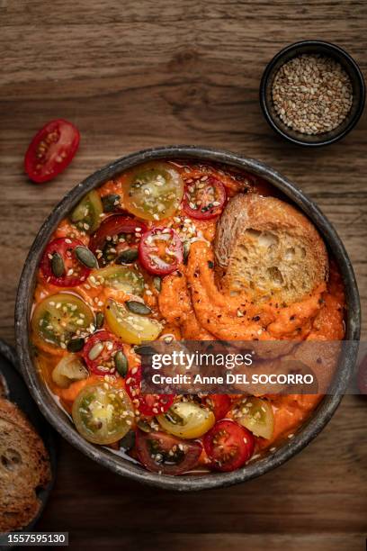 tomato and pepper creamy dip sauce - apero stock pictures, royalty-free photos & images