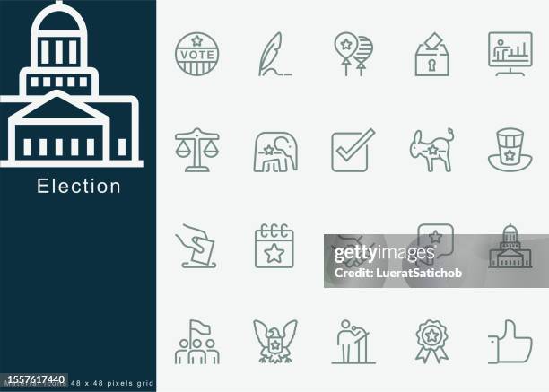 stockillustraties, clipart, cartoons en iconen met election, politics, democracy, voting, politician poll, president, law, congress, people, paper document page, political campaign, people in ballot, public survey.for mobile and web.line icons - referendum