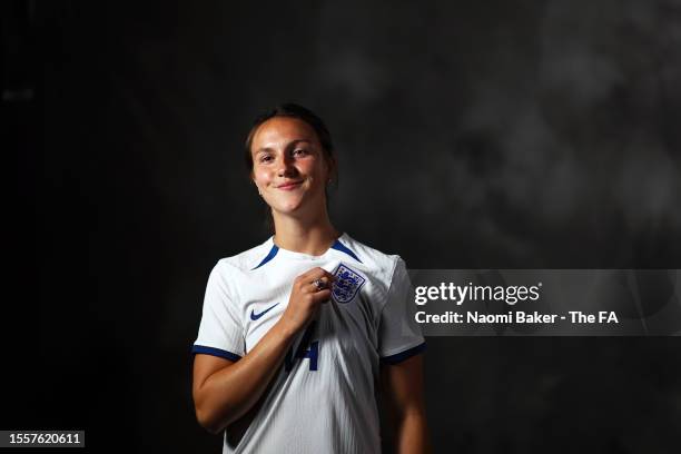 Lotte Wubben-Moy of England during a media session on July 18, 2023 in Brisbane, Australia.