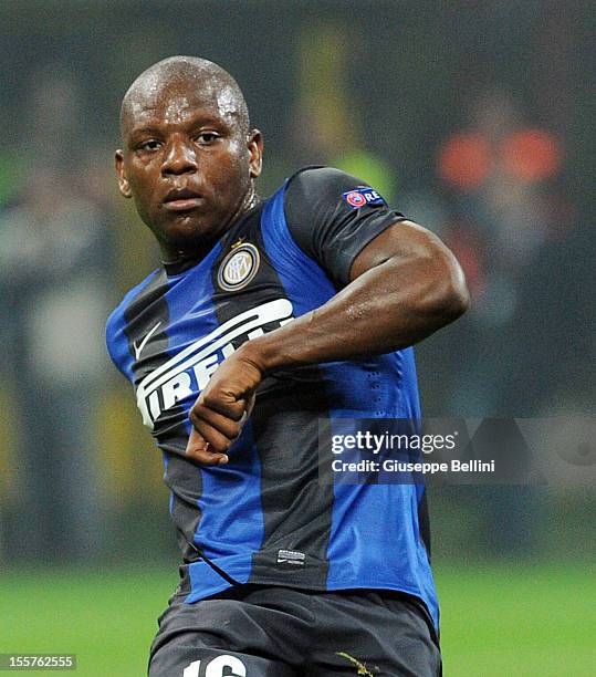 Gaby Mudyngayi of FC Internazionale Milano in action during the UEFA Europa League group H match between FC Internazionale Milano and FK Partizan on...