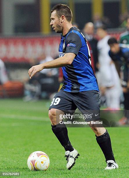 Antonio Cassano of Inter in action during the UEFA Europa League group H match between FC Internazionale Milano and FK Partizan on October 25, 2012...
