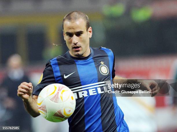Rodrigo Palacio of Inter in action during the UEFA Europa League group H match between FC Internazionale Milano and FK Partizan on October 25, 2012...