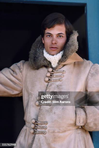 Prince Hugo Windisch-Graetz, head of the Austrian Windisch-Graetz family, wearing a fur-lined overcoat, in Cortina d'Ampezzo, Italy, in March 1976.