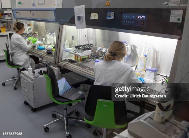 Scientists at work during a visit by Bettina Stark-Watzinger , Federal Minister for Education and Research, at the biotechnology company BioNTech SE...