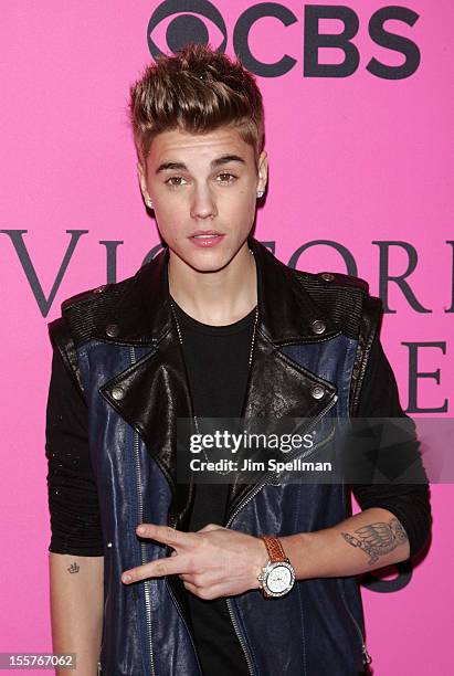 Singer Justin Bieber attends the 2012 Victoria's Secret Fashion Show at the Lexington Avenue Armory on November 7, 2012 in New York City.