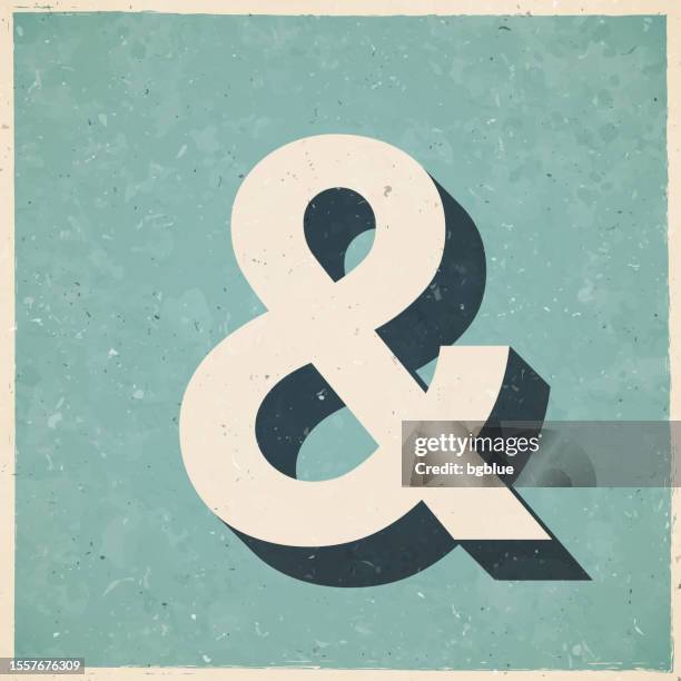 ampersand symbol. icon in retro vintage style - old textured paper - ampersand stock illustrations